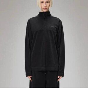 New Rains Addia Fleece Half Zip Black Pullover Unisex Sweatshirt P6706